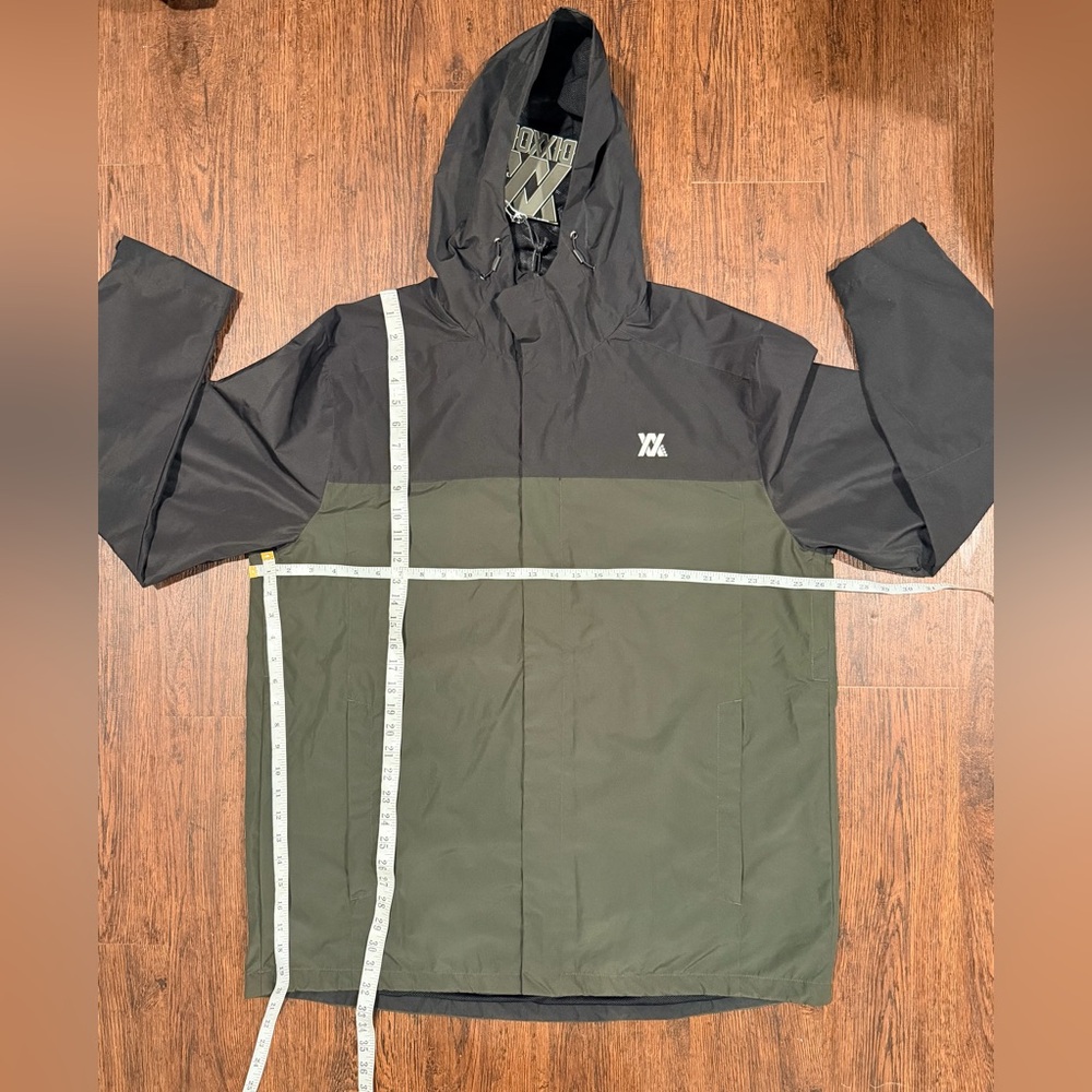 DIXXON Flannel Rain Jacket Mens 2X Green Full Zip Windbreaker Hooded Lightweight - Picture 15 of 16